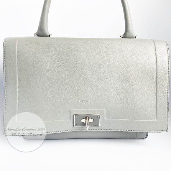 Givenchy Mini Shark Tooth Bag Satchel Top Handle Gray Leather SHW with COA - Picture 7 of 15